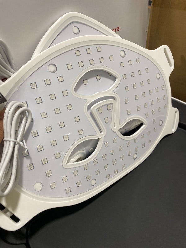 Photo 1 of MEGELIN Led Red Light Therapy Face & Neck Mask, 7 Colors Led Light Therapy Facial Mask, Infrared Red Light Therapy Mask, Infrared Light Skin Rejuvenation(White)