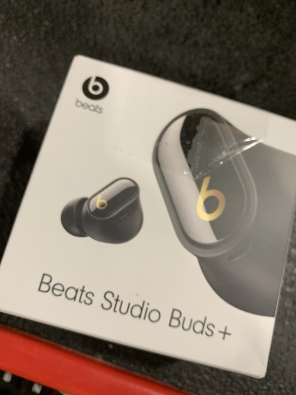 Photo 1 of Beats Studio Buds + | True Wireless Noise Cancelling Earbuds, Enhanced Apple & Android Compatibility, Built-in Microphone, Sweat Resistant Bluetooth Headphones, Spatial Audio - Black/Gold
