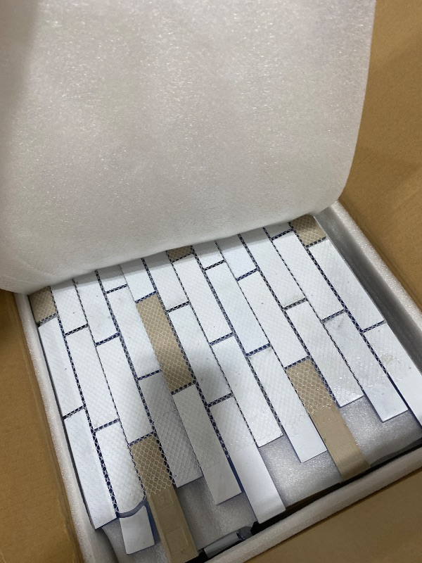 Photo 1 of Blujellyfish Iridescent Glass Porcelain Tile Box (5 Sq Ft)