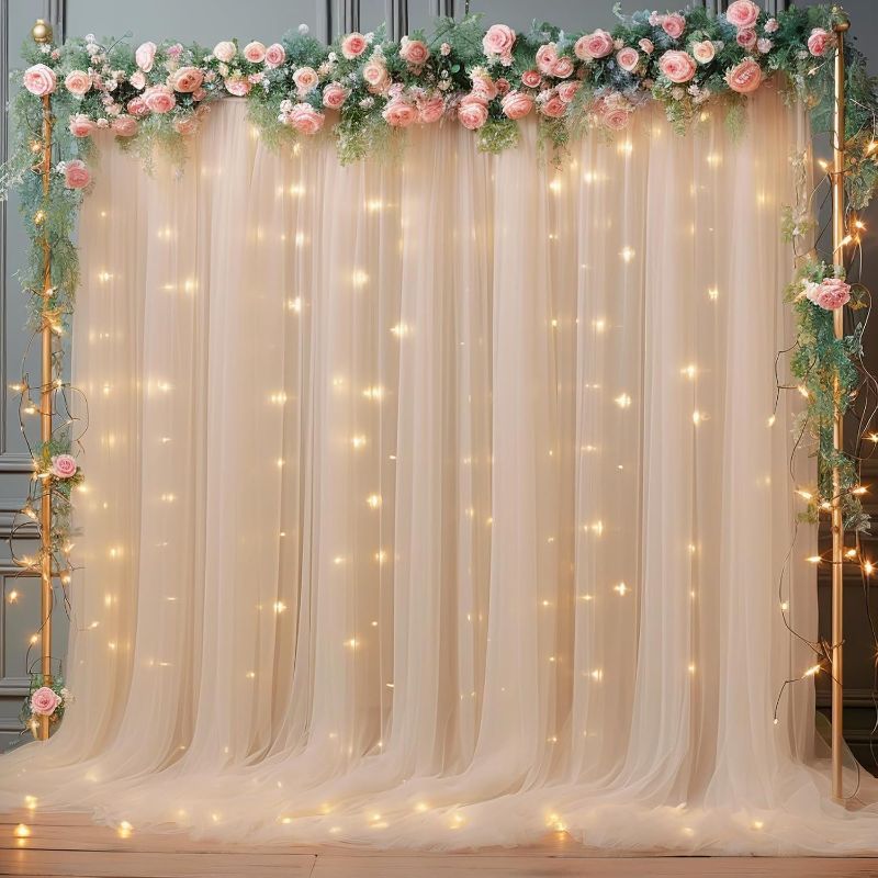Photo 1 of PARTISKY Black Backdrop Curtain with Lights, 10x10FT