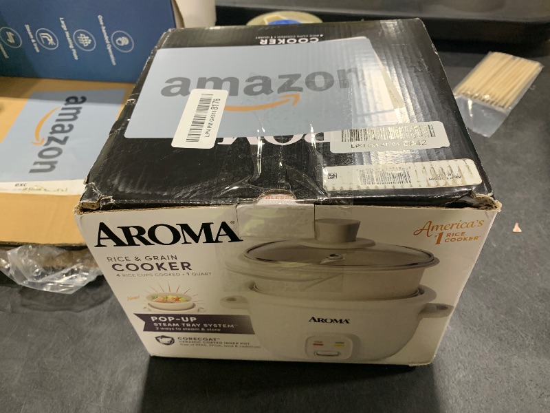 Photo 1 of AROMA® CoreCoat Rice Cooker with Pop-Up Food Steaming Basket (4 Cups Cooked, 2 Cups Uncooked, 1 Qt)