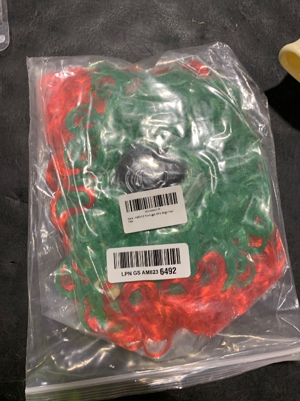 View 2 of IMEYLE Portuguese Flag-colored Wigs Red Green Wig Funny Wigs for Men Women