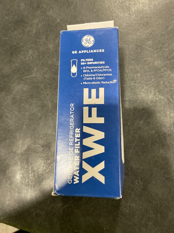 Photo 1 of GE XWFE Refrigerator Water Filter, Genuine Replacement Filter, Certified to Reduce Lead, Sulfur, and 50+ Other Impurities, Replace Every 6 Months for Best Results, Pack of 1