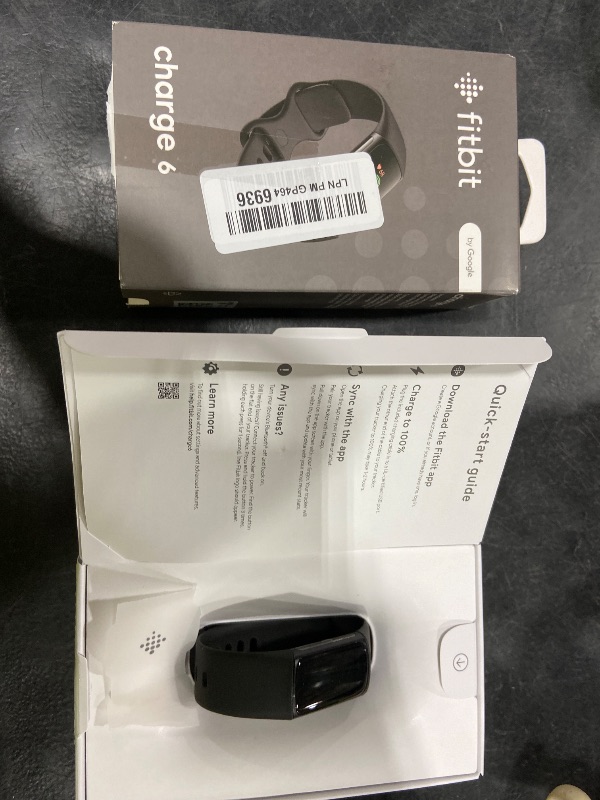 Photo 1 of Fitbit Charge 6 Fitness Tracker with Google Apps - Heart Rate on Exercise Equipment - 3-Month Google Health Premium Membership Included - Health Tools - Obsidian/Black - Small&Large Bands Included