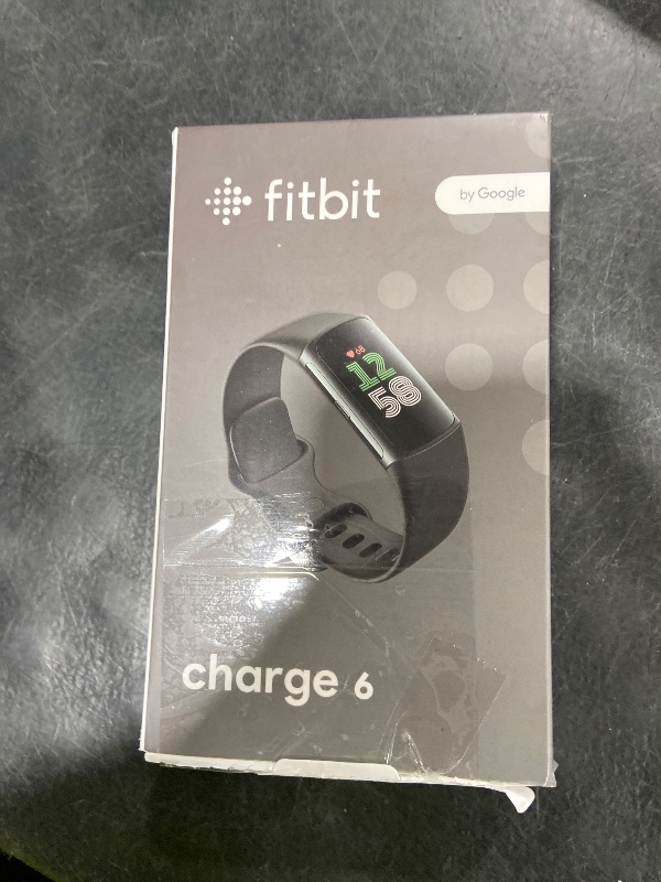 Photo 1 of Fitbit Charge 6 Fitness Tracker (Bundle) – Black/Obsidian – Heart Rate, GPS, Sleep & Stress Tracking + Fast Charger, & Cleaning Cloth (Black)