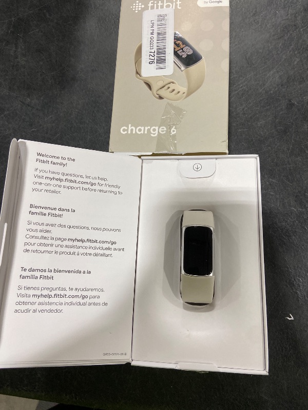 Photo 1 of Fitbit Charge 6 Fitness Tracker with Google Apps - Heart Rate on Exercise Equipment - 3-Month Google Health Premium Membership Included - Health Tools - Porcelain/Silver - Small&Large Bands Included