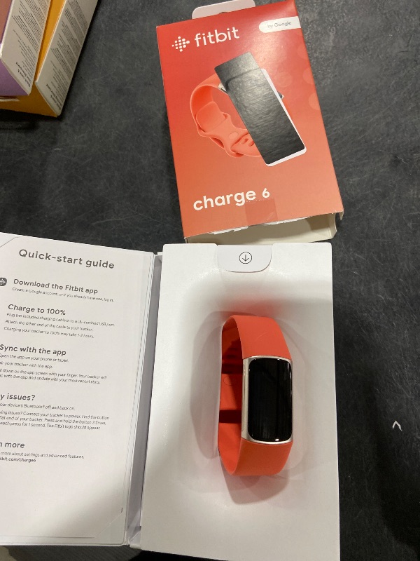Photo 1 of Google Fitbit Charge 6 - Fitness Tracker - Gold/Coral
