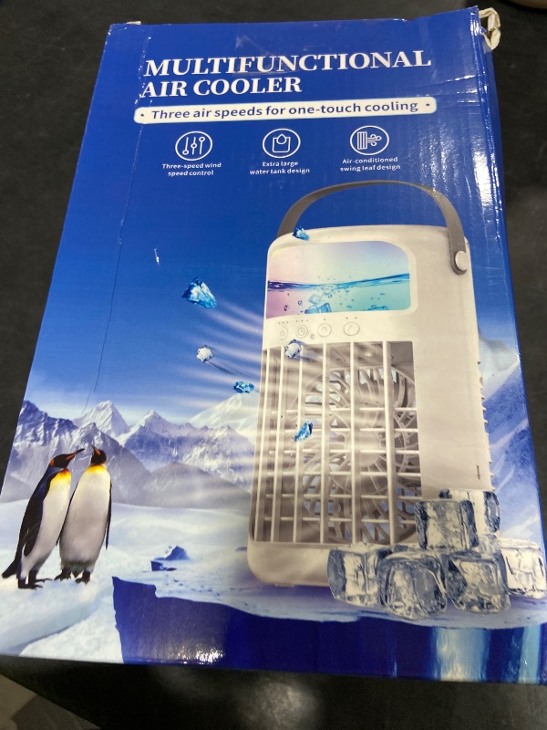 Photo 1 of Portable Air Conditioner, 2026 Upgraded 4-IN-1 Portable Ice Fan with 3 Cooling Speeds & 1500ml Water Tank, 2 Cool Mist Ultra-Quiet Desktop AC Fan with Remote & 2-8H Timer for Bedroom, Office, Home