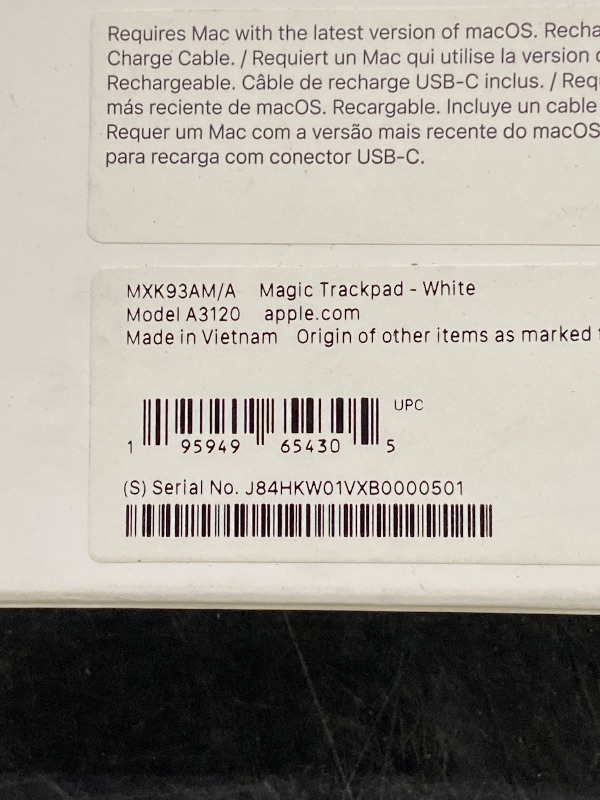 Photo 1 of Apple Magic Trackpad - White Multi-Touch Surface ???????