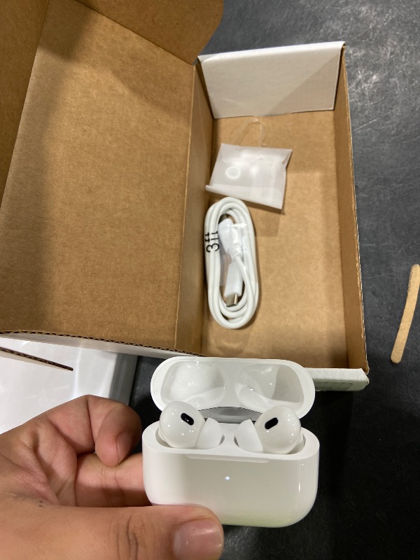 Photo 1 of Apple AirPods Pro (2nd Generation) Wireless Ear Buds with USB-C Charging, Up to 2X More Active Noise Cancelling Bluetooth Headphones, Transparency Mode, Adaptive, Personalized Spatial Audio, White