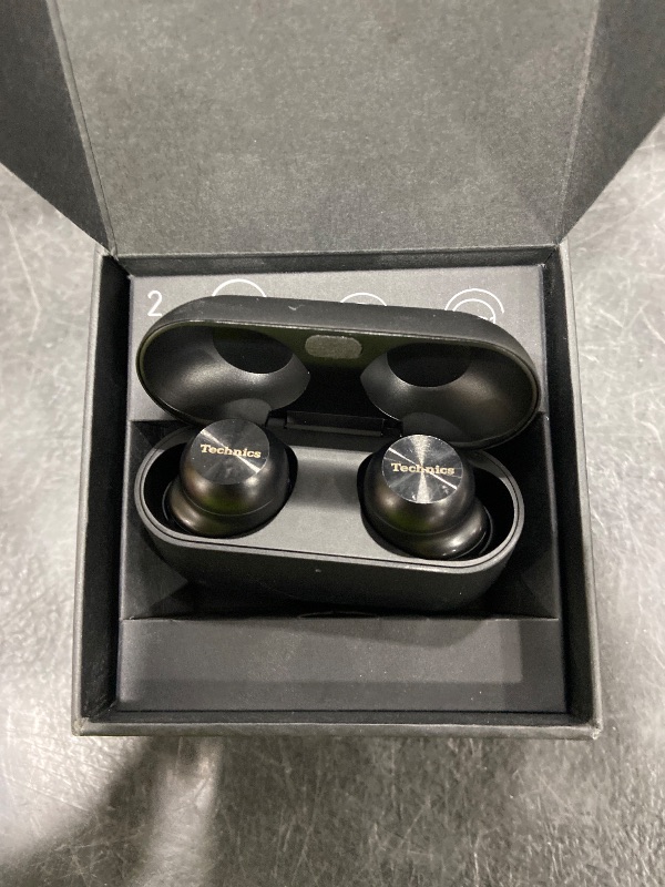 Photo 1 of Technics Reference Class Hi-Fi Wireless Ear Buds, Dolby Atmos with Head Tracking, Adaptive Noise Cancelling, 3 Device Multipoint, 10-Hr Battery, Wireless Charging, Improved Fit, EAH-AZ100-K(Black)
