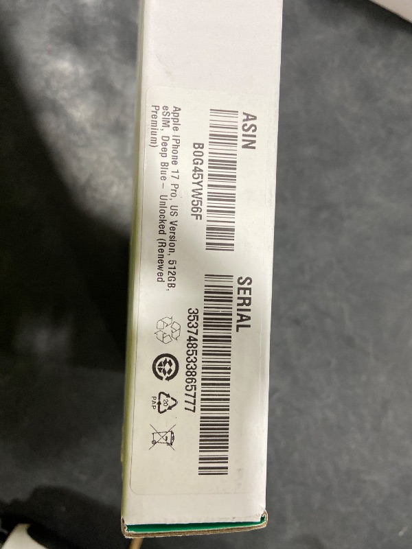 Photo 1 of Apple iPhone 17 Pro, US Version, 512GB, eSIM, Deep Blue- Unlocked (Renewed Premium)