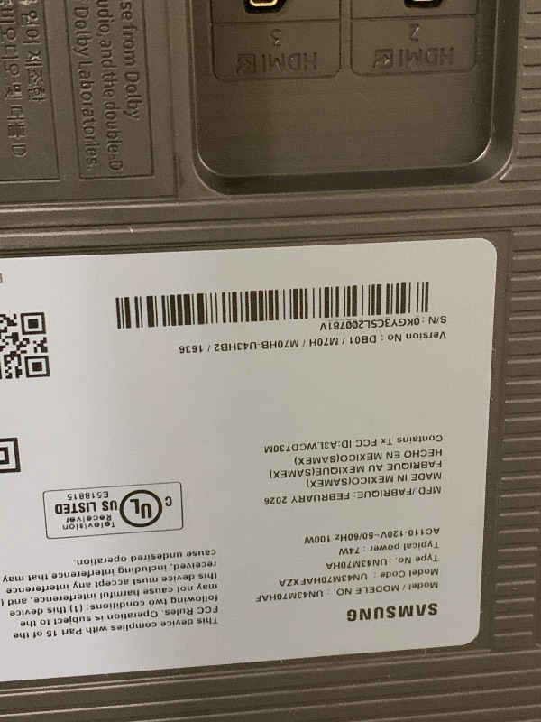 Photo 1 of Samsung 43-Inch Class Mini LED M70H Series Samsung Vision AI Companion Smart TV (2026 Model, 43M70H) LED Processor 4K, Pure Spectrum Color, Motion Xcelerator + DLG 120Hz