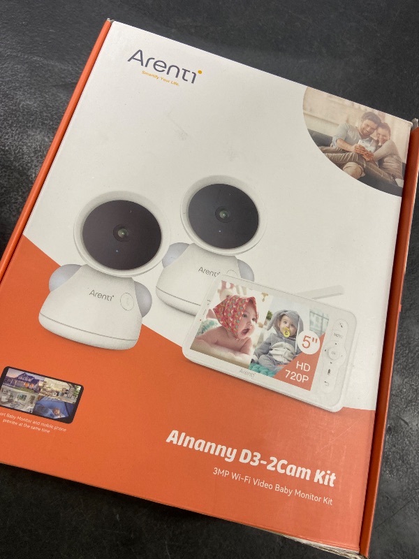 Photo 1 of ARENTI Baby Monitor with 2 Cameras, 2K/3MP WiFi 6 Camera and Audio, 5-inch Wireless Screen, Smartphone App, Super Night Vision, Crying Detection, Auto Tracking, Temp&Humidity Sensor (D3 Set)