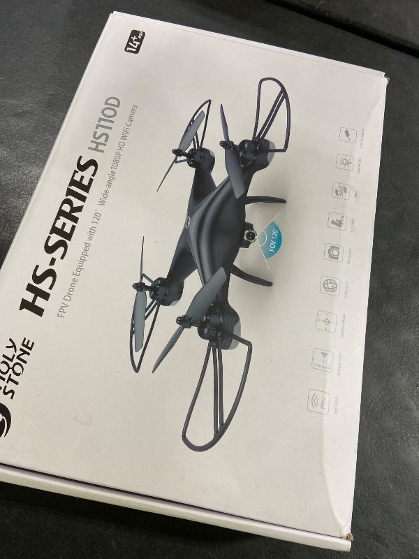 Photo 1 of Holy Stone HS110D FPV RC Drone With 1080P HD Camera Live Video 120 Wide Angle WiFi Quadcopter With Gravity Sensor, Voice Control, Gesture Control, Altitude Hold, Headless Mode, 3D Flip RTF 2 Batteries