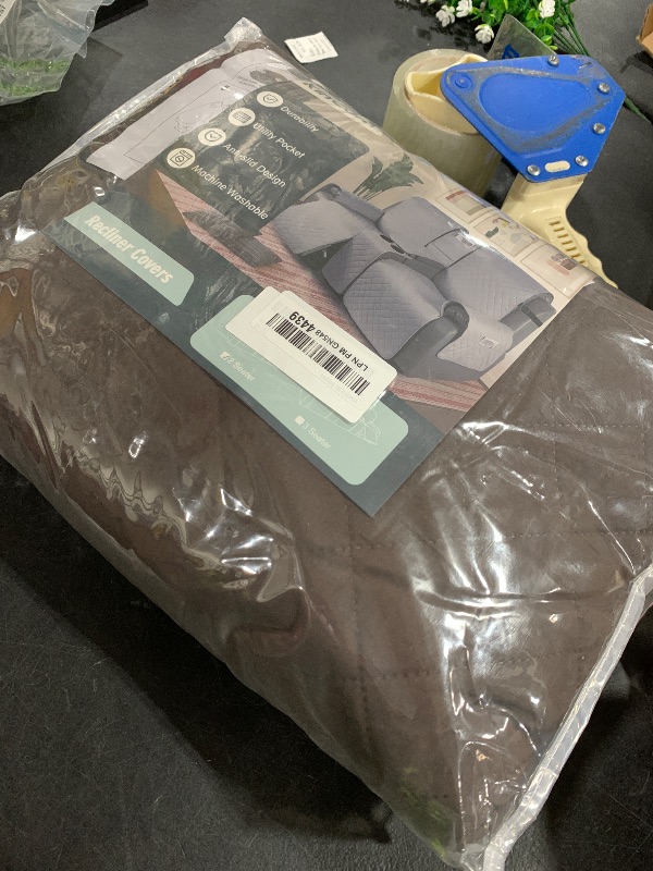 Photo 1 of KinCam 100% Waterproof Recliner Loveseat Cover with Console, Non-Slip Reclining Couch Covers for 2 Seat, Recliner Sofa Cover Furniture Protector with Elastic Straps for Kids, Pets, Chocolate