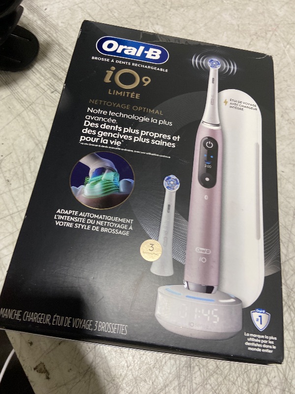 Photo 1 of Oral-B Rechargeable Electric Toothbrush, iO9 Limited Ultimate Clean, 7 Cleaning Modes, Interactive Display, iSense Charger, Charging Travel Case, Visible Pressure Sensor, 3 Brush Heads, Rose Quartz