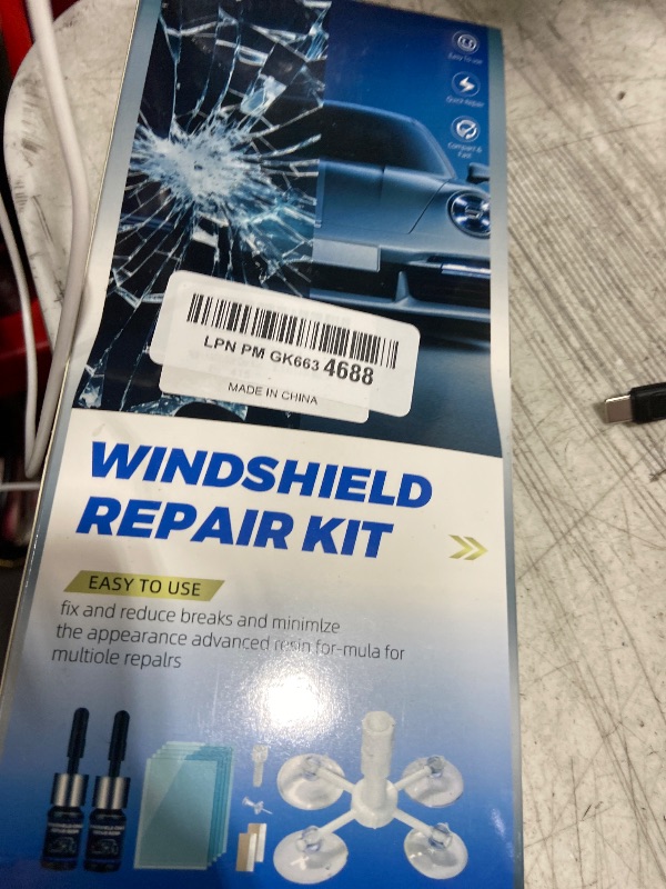 Photo 1 of NASILOOP Windshield Chip Repair Kit, Quick and Efficiency Windshield Repair Kit with Suction Cup, Car Glass Repair Tool for Cracks, Bulls-Eye and Star-Shape Cack, 2 Bottles