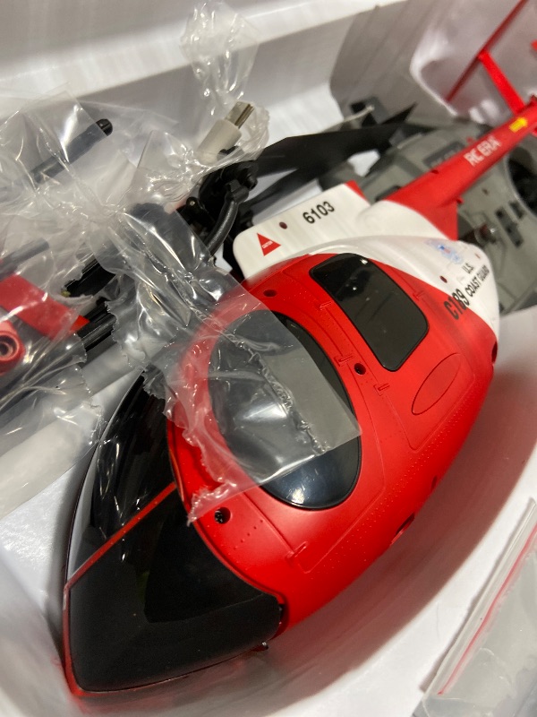 Photo 1 of Ssccgym 335MM MD500 C189 Remote Control Helicopter Aircraft Add Optical Flow Positioning 1/28 Scale RC Heli Maintain Altitude Hover RTF US Rescue Helicopter RTF 2Batteries