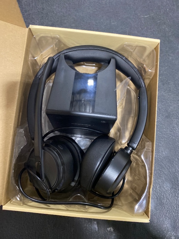 Photo 1 of Mopchnic Wireless Headset with Noise Cancelling Microphone, On-Ear Bluetooth Headset with USB Dongle, Mute Function & Charging Base, Wireless Headphones for Work from Home and Call Center (Black)