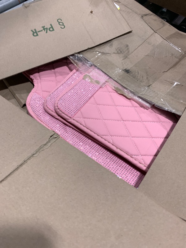 View 3 of CAR PASS Bling Pink Nappa Leather Car Seat Covers for Front Seats, Waterproof Heavy-Duty Anti-Slip, Universal Fit for 95% Auto SUV Sedan Truck, Glitter Sparkly Shining Rhinestone, Pink Leather Diamond