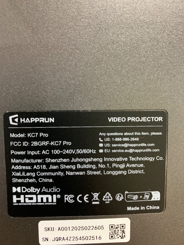 Photo 1 of HAPPRUN 2500 ANSI Lumens Outdoor Projector with Built-in Streaming Apps, 4K Decoding Resolution, Dolby Audio, WiFi 6 and Bluetooth 5.2 for Indoor and Outdoor Home Theater