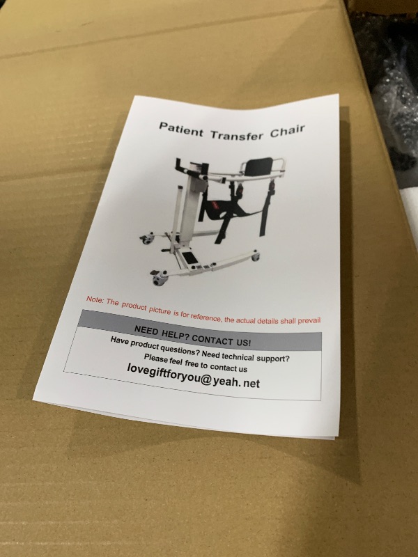 Photo 1 of SWETJOZO Electric Patient Lift Transfer Chair for Home, Powered Height Adjustment, Foldable Mobility Aid for Bed, Sofa, Toilet and Car Transfers, 300 lb Capacity