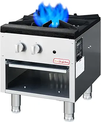 Photo 1 of Commercial Gas Stove with Cabinet, 80,000 BTU Single Burner Stove Range, 18" Countertop Cooking Stockpot Range for Restaurant, kitchens & school, Stainless Steel Gas Hot Plate