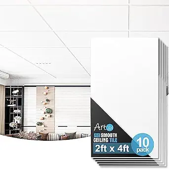 Photo 1 of Smooth Drop Ceiling Tile 2ft x 4ft - Fire-Rated, Waterproof, Reusable - Premium PVC