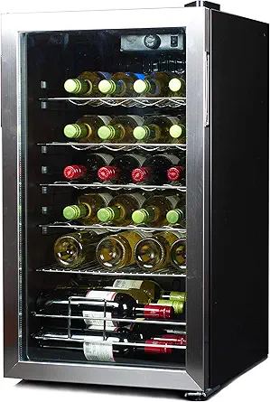Photo 1 of BLACK+DECKER 26 Bottle Wine Fridge with Interior Light and Mechanical Temperature Control, Compressor Cooling Wine Cooler Refrigerator with 4 Wine Racks and 1 Flat Shelf, Wine Bottle Chiller