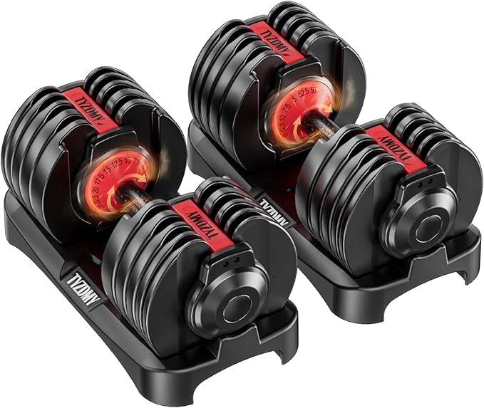 Photo 1 of TYZDMY Adjustable Dumbbells Set of 2?Free Weights Dumbbells Set | Adjustable Dumbbell Set?52.5 lbs pair 105 lbs?15 in 1?for Men/Women Gym Equipment for Home Strength Training Equipment