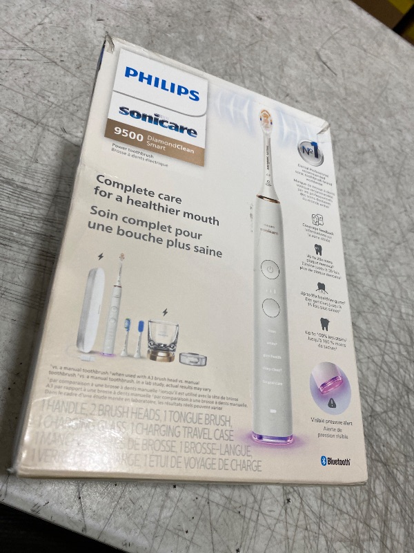 Photo 1 of Philips Sonicare DiamondClean Smart 9500 Electric Toothbrush - Sonic Toothbrush with App, Pressure Sensor, 15 Brushing Settings, Replacement Reminder, USB Charging Travel Case, Rose Gold, HX9923/61