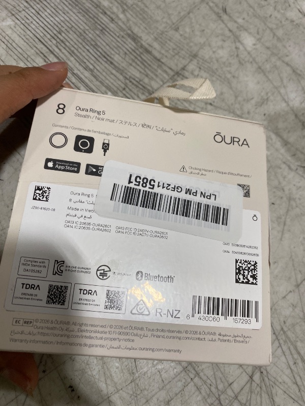 Photo 1 of Oura Ring 5 - Stealth - Size 8 - World’s Smallest Smart Ring - Sleep, Activity, Women’s Health, AI Advisor, 1 Week of Battery Life, Size Before You Buy, Android & iOS Compatible