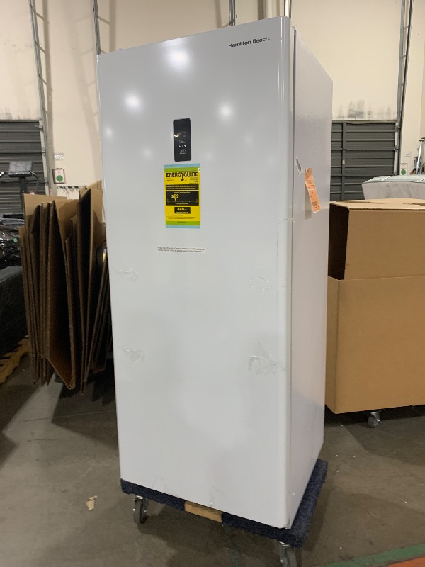 Photo 1 of Hamilton Beach HZ4941 14 cu ft Upright Convertible Fridge/Freezer-Frost Free-Reversible Door-Removable Glass Shelves-LED Interior Light, White