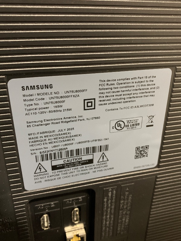 Photo 1 of Samsung 75-Inch Class Crystal UHD U8000F 4K Smart TV (2025 Model) Endless Free Content Processor, MetalStream Design, Knox Security, Alexa Built-in
