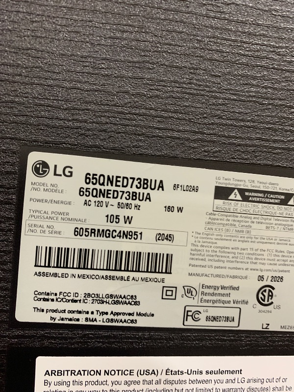 Photo 1 of LG Amazon Exclusive 65-Inch Class QNED AI 4K QNED73 Series Mini LED Smart TV w/AI Sound Pro, HDR10, AI 4K Super Upscaling, Filmmaker Mode, Wow Orchestra, Compatible with Alexa (65QNED73BUA, 2026)