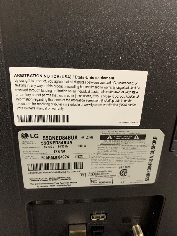 Photo 1 of LG 55-Inch Class QNED evo AI QNED84B Series Mini LED 4K Smart TV w/HDR10, AI Super Upscaling 4K, Filmmaker Mode, Wow Orchestra, Compatible with Alexa (55QNED84BUA, 2026)