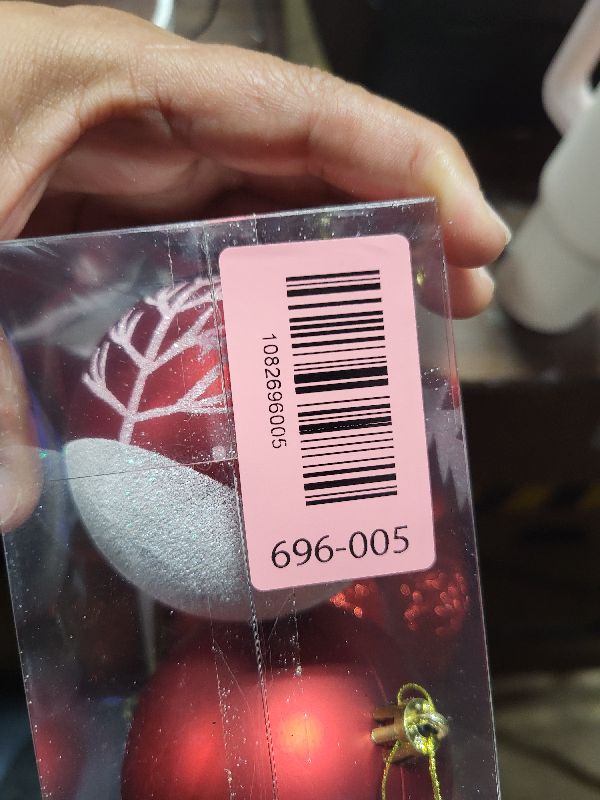 Photo 1 of ?Christmas Red Holiday Time Shatterproof Tree Ornaments Frosted Glitter & Shiny