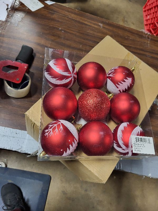 Photo 1 of ?Christmas Red Holiday Time Shatterproof Tree Ornaments Frosted Glitter & Shiny