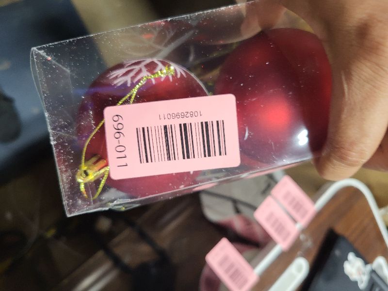 Photo 1 of ?Christmas Red Holiday Time Shatterproof Tree Ornaments Frosted Glitter & Shiny