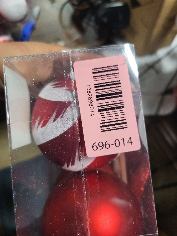 Photo 1 of ?Christmas Red Holiday Time Shatterproof Tree Ornaments Frosted Glitter & Shiny