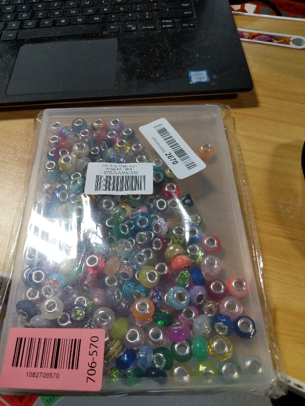 Photo 1 of 200 Pieces European Large Hole Beads, Assorted European Craft Bead Mixed Color Rhinestone Lampwork Beads Large Hole Spacer Bead for DIY Charms Bracelet Necklace Earring Jewelry Making Supplies