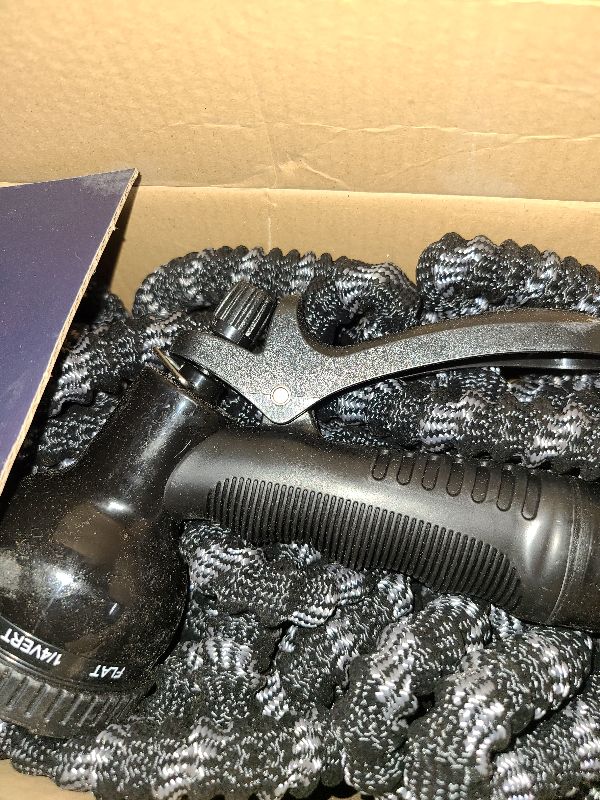 Photo 1 of 100 ft Expandable Garden Hose - All New 2026 Retractable Water Hose with 3/4" Solid Brass Fittings, Extra Strength Fabric - Flexible Expanding Hose with 10 Pattern Spray Nozzle