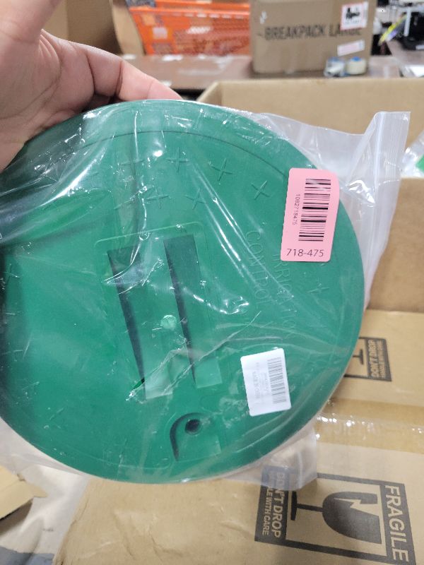 Photo 1 of 2 Piece 10 Inch Round Sprinkler Valve Box Cover - Green