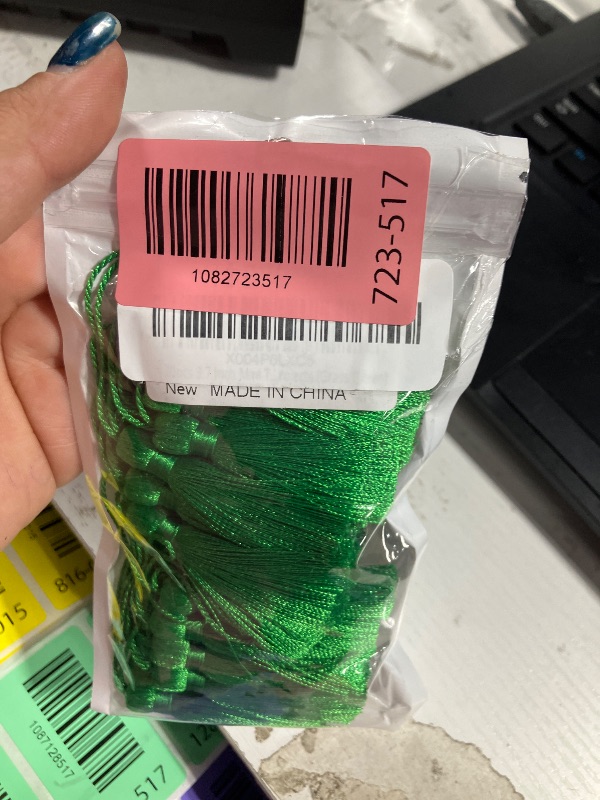 Photo 1 of 20pcs 3.7 Inch Mini Tiny Craft Tassels Soft Elegant Handmade Silky Floss Tassels with Cord Loop for Keychain Earring, Jewelry Making, Graduation, Bookmarks, Gift Tag DIY Craft Projects (Grass Green)
