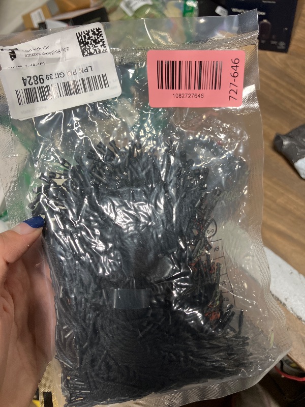 Photo 1 of 200Pcs 7.8 Inch/20cm Cotton Hang Tag String Fasteners, Hanging Rope Snap Lock Pin Loop Fastener Hook Ties Plastic Tags Ties for Clothes Tag, Price Tags, Shoes Snap Lock, Luggage Label (Black)