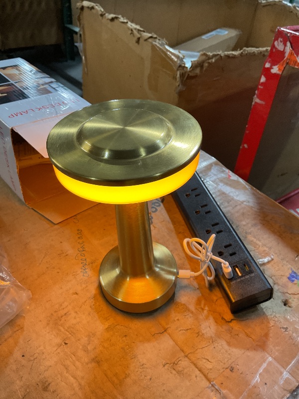 View 2 of **MISSING CHARGER** O'Bright Dome Cordless Rechargeable LED Mushroom Table Lamp, Gold