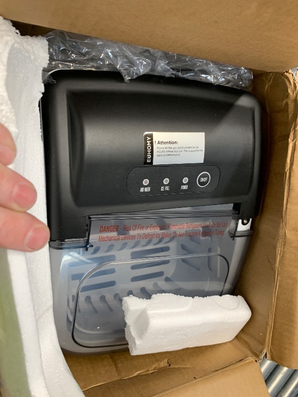 Photo 1 of *side panel broken*SOLD FOR PARTS*EUHOMY Countertop Ice Maker, 26.4lbs/Day, 6 Mins, Auto-Cleaning, Black