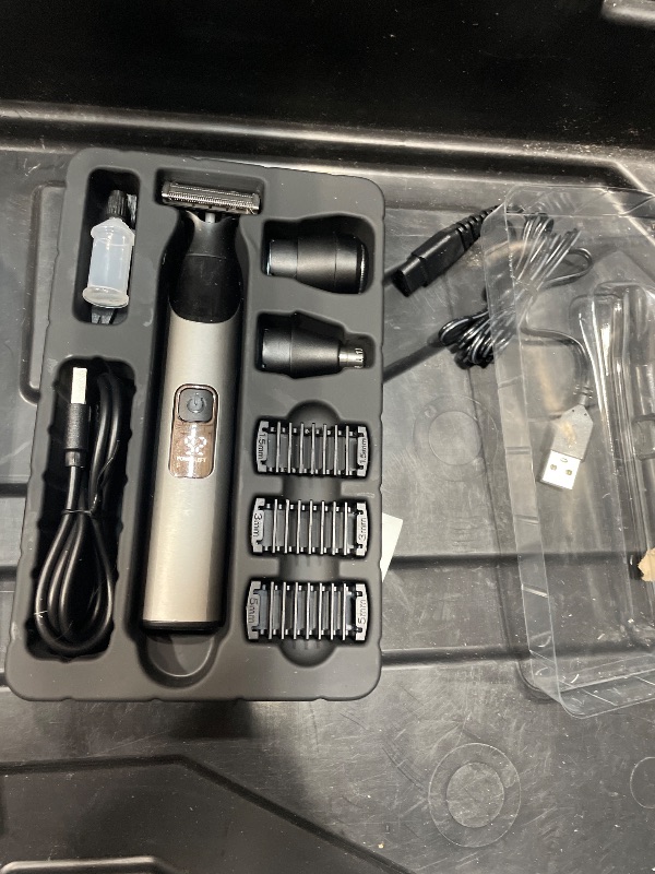 Photo 1 of **USED**Prettywill Beard Trimmer for Men & Body Hair Trimmer, Dual-Sided Blade for Beard Shaping and Edge Trimming, Magnetic Detachable Heads, IPX7 Waterproof, LED Display, Stardust Grey