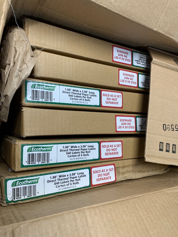 Photo 1 of 1" x 3" Thermal Labels | 6 Rolls | 5040 Labels | fits Zebra, Godex, Arkscan, iDPRT, Offnova Thermal Label Printers and More | Blank White Adhesive Stickers by Ecotherm BOX 6